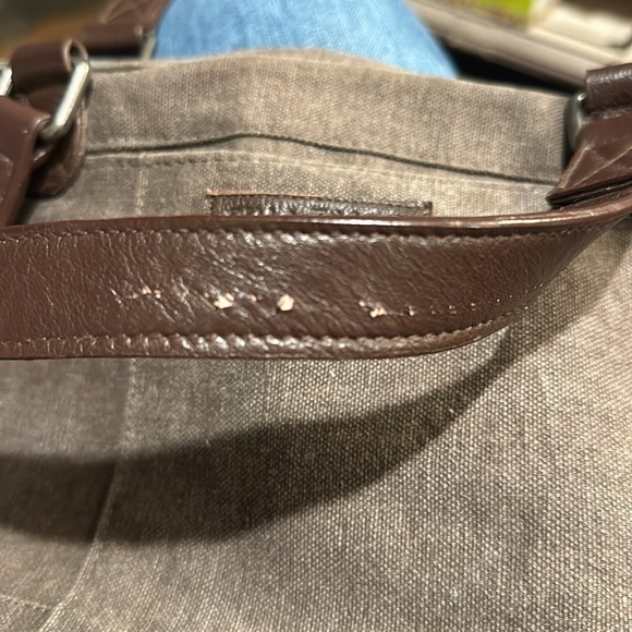 Super cute BELLA TAYLOR SHOULDER BAG, Gray Canvas, Leather Trim - Picture 5 of 11